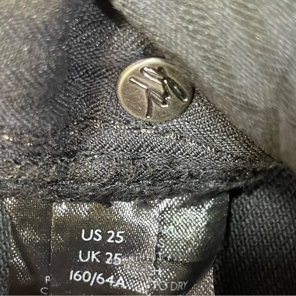 Maggie mid-rise destroyed raw crop hem shiny Fall Metal copper button fly jean - Picture 12 of 15